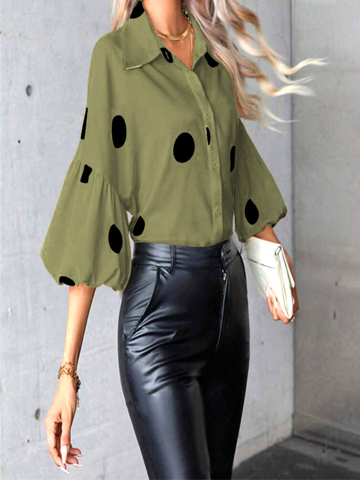 Women's blouse with a polka dot pattern all over and voluminous sleeves Lune London