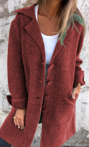Lune London women's fluffy wool coat with large buttons