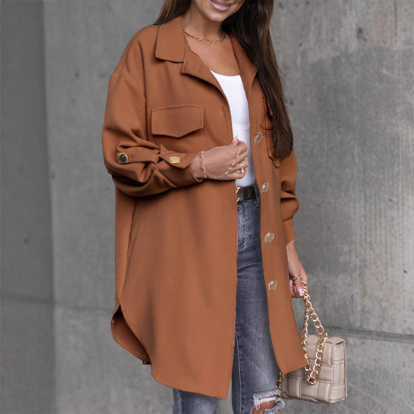 Chic oversized shirt jacket for women with pockets and button details Lune London