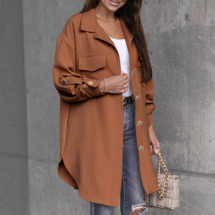 Chic oversized shirt jacket for women with pockets and button details Lune London