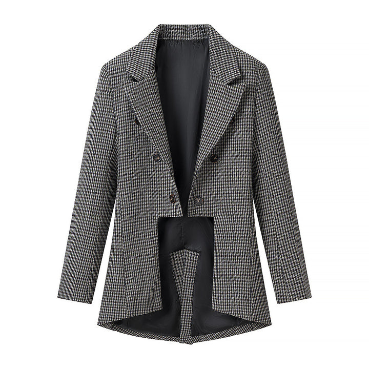 Ladies Tailored Houndstooth Blazer with Cutaway Hem Amarae