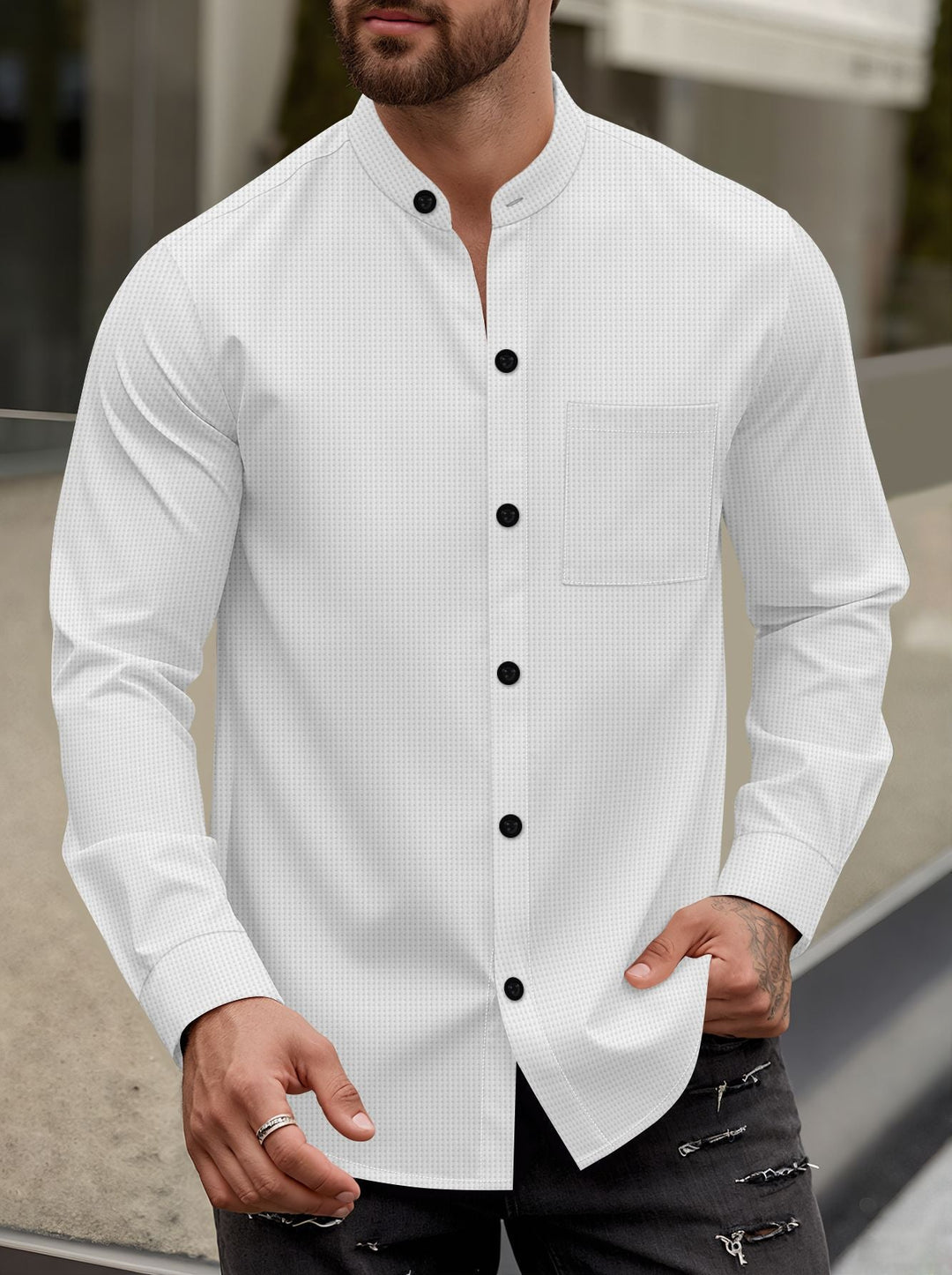 Men's Elegant Shirt with Stand Collar Amarae