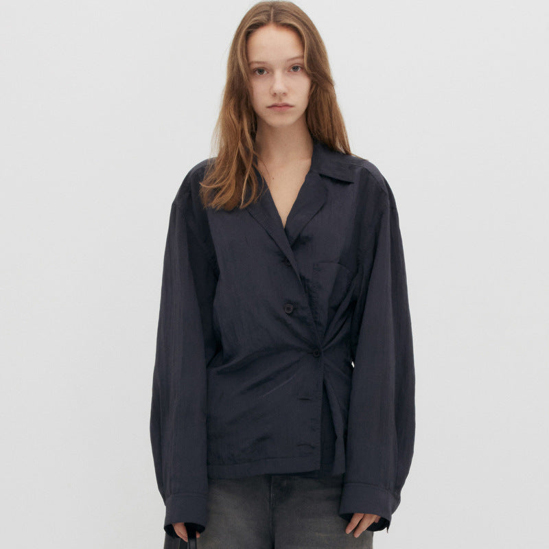 Elegant blouse for women with an innovative wrap design and off-the-shoulder Lune London