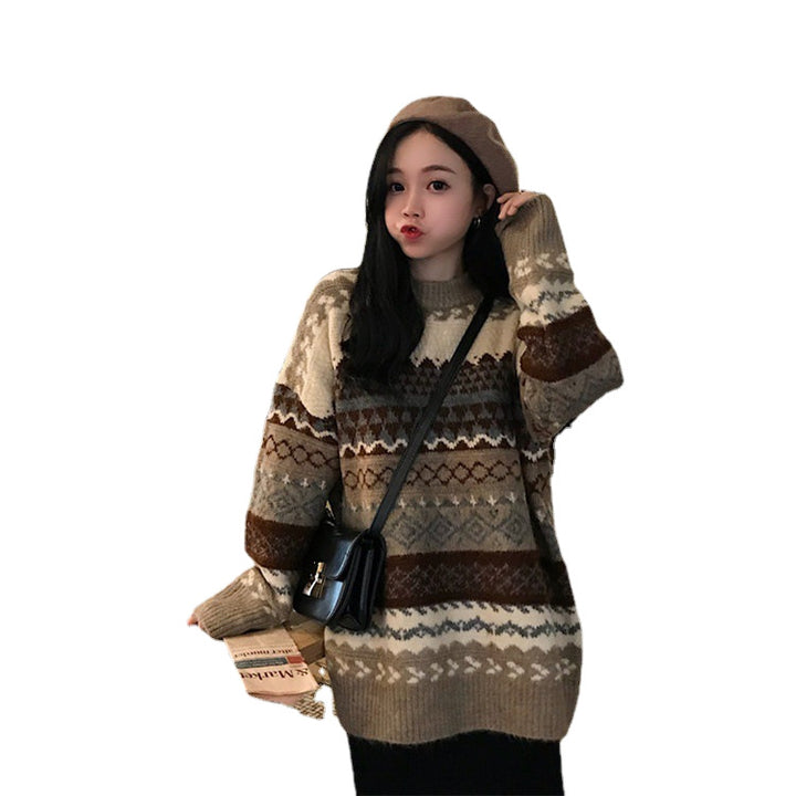 Pull en tricot épais pour femmes avec motif unique et coupe décontractée Chic & Stil