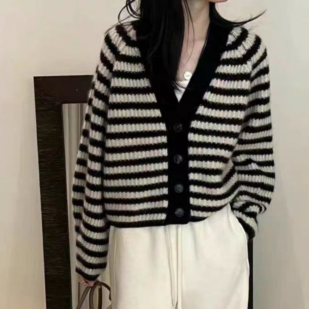 Women striped knit cardigan Lune London