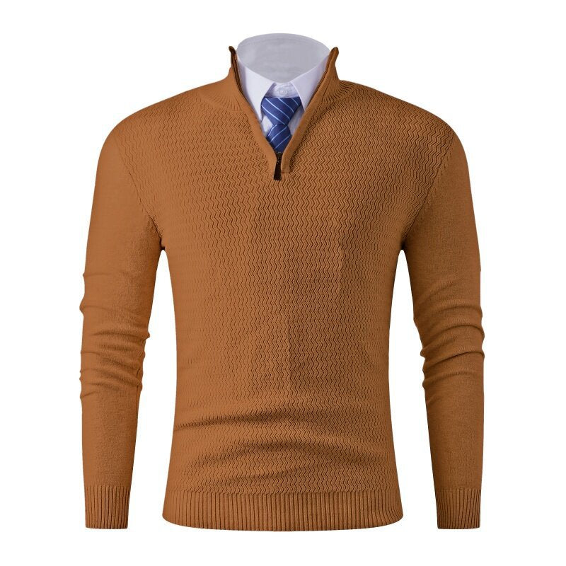 Men's knit sweater with modern high collar and structured design Lune London