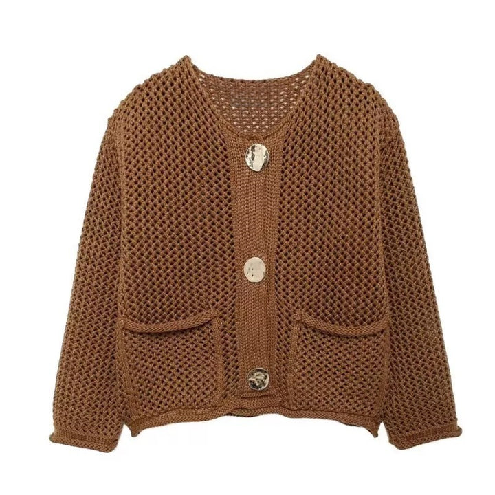 Gilet en maille pour femmes avec poches pratiques et boutons décoratifs Chic & Stil