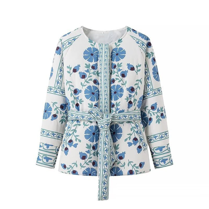 Veste blouson pour femmes avec design floral et ceinture réglable Chic & Stil