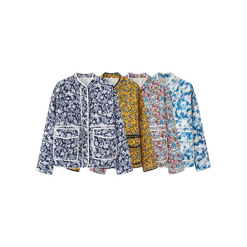 Trendy quilted women's jacket with floral pattern Amarae