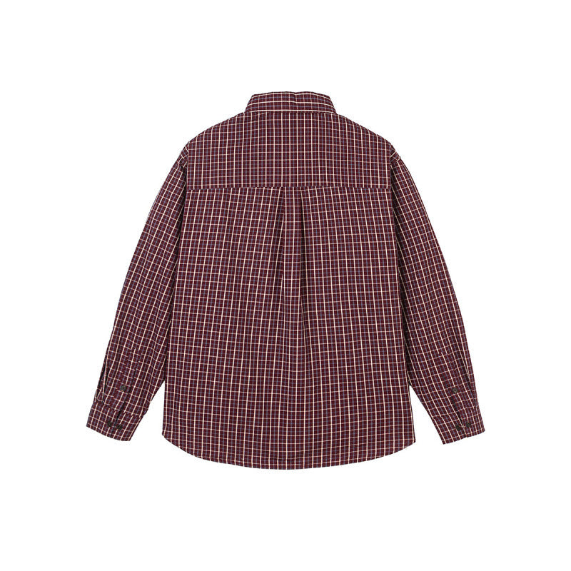 Men's Oversize Checkered Shirt with Rounded Hem and Diagonal Breast Pocket Detail Amarae