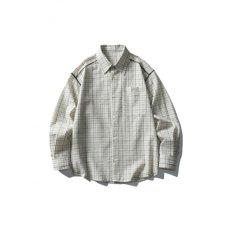 Unisex Oversized Shirt Jacket in Checkered Design with Chest Pocket Amarae