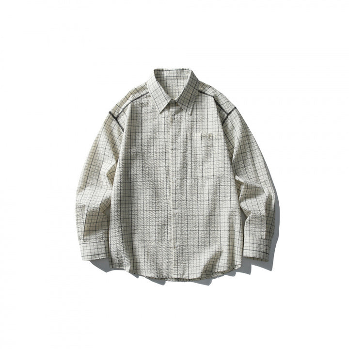Unisex Oversized Shirt Jacket in Checkered Design with Chest Pocket Amarae