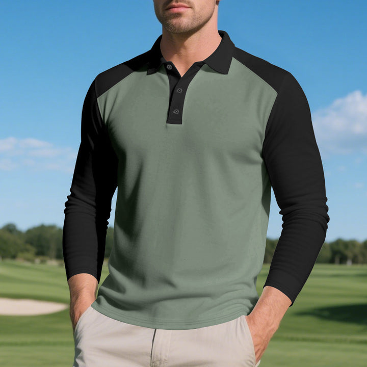 Men's long sleeve polo shirt with modern color contrast and breathable materials Lune London