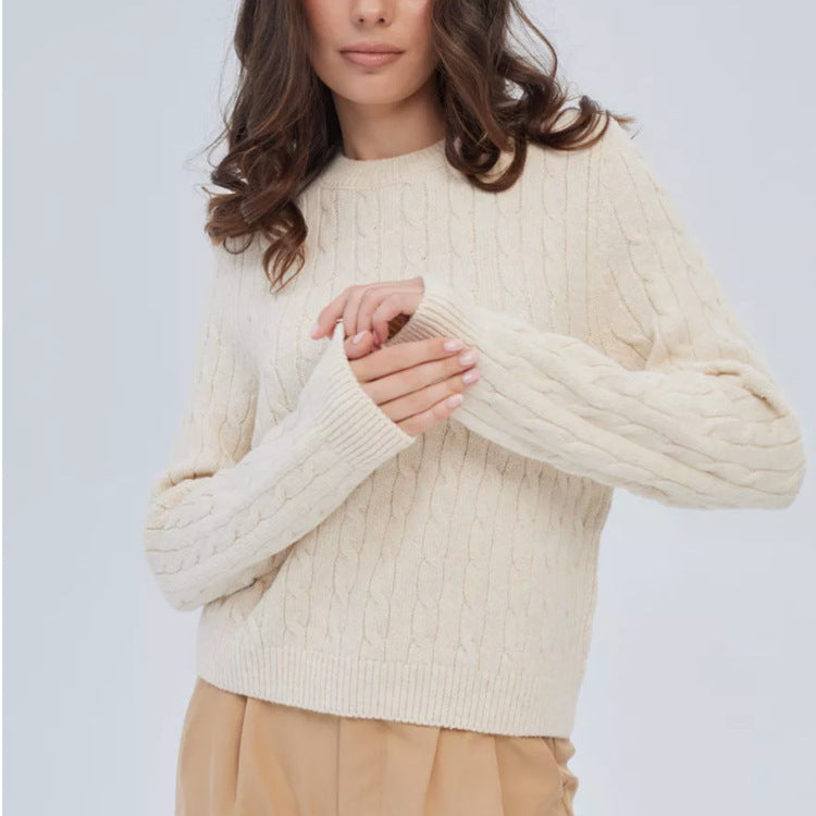 Ladies warm knitted sweater with cable knit pattern Lune London