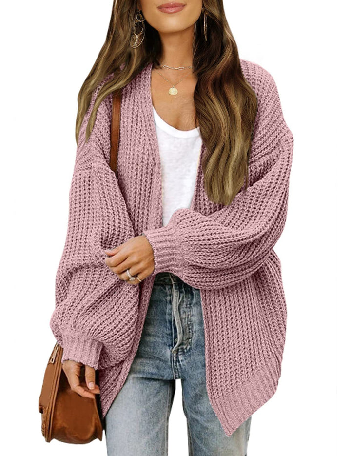 Cardigan en tricot épais pour femmes avec une coupe décontractée et des épaules tombantes Chic & Stil