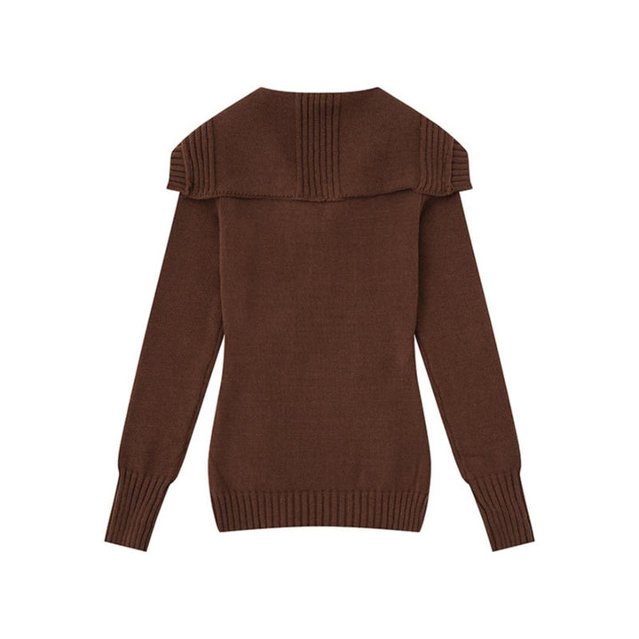 Women's knit sweater with cable pattern, shawl collar and button placket Amarae