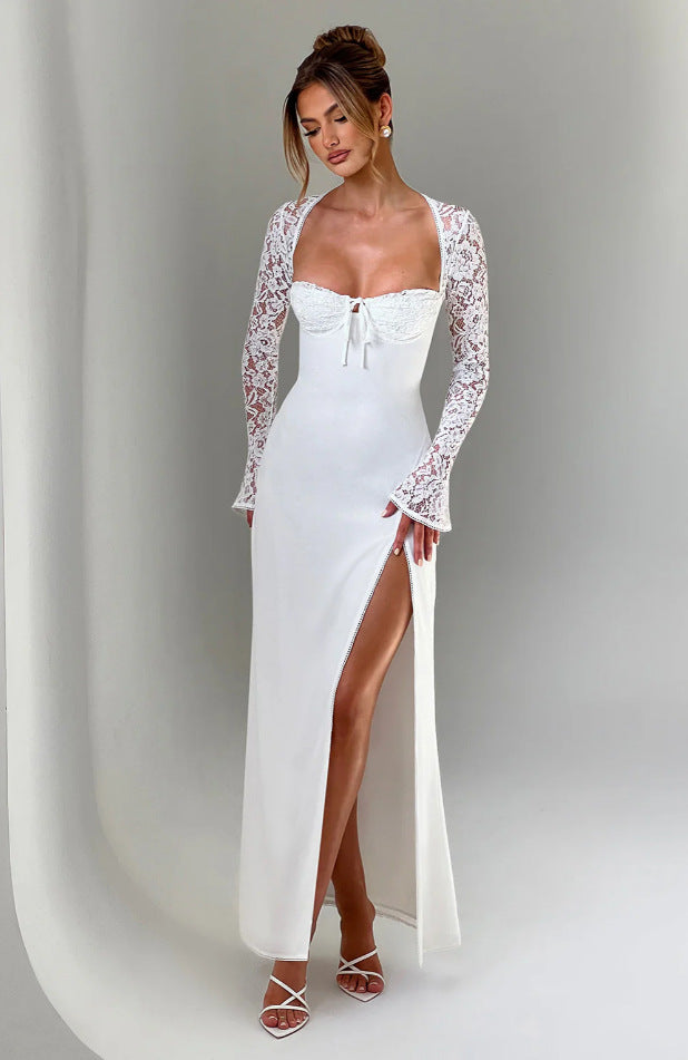 Ladies Elegant Maxi Dress with sophisticated cut and shimmering fabric
