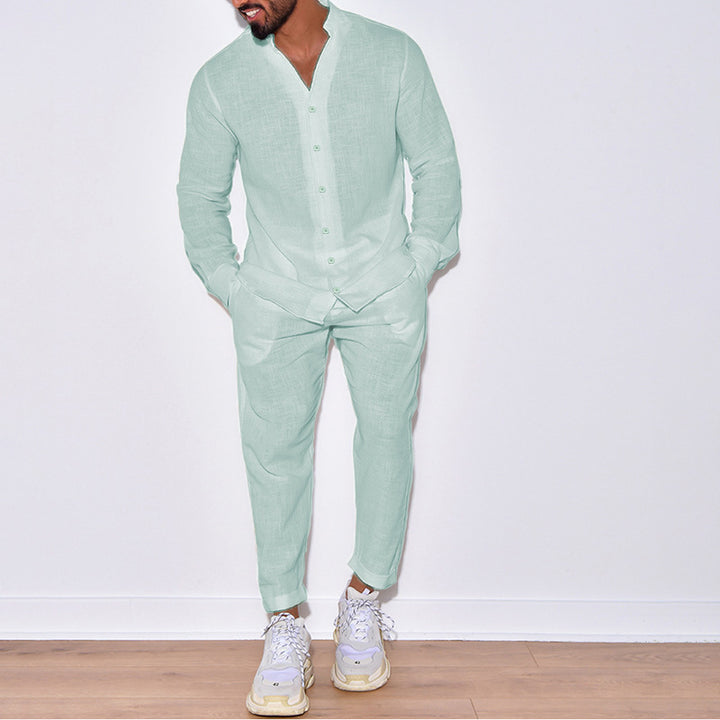 Men's casual linen set with button placket and elastic waistband Lune London