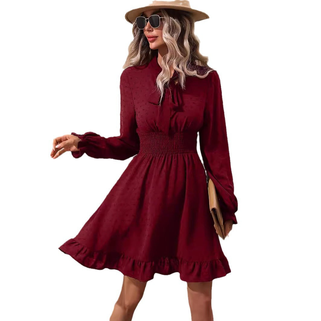Light dress for women with pleats and bow detail Lune London