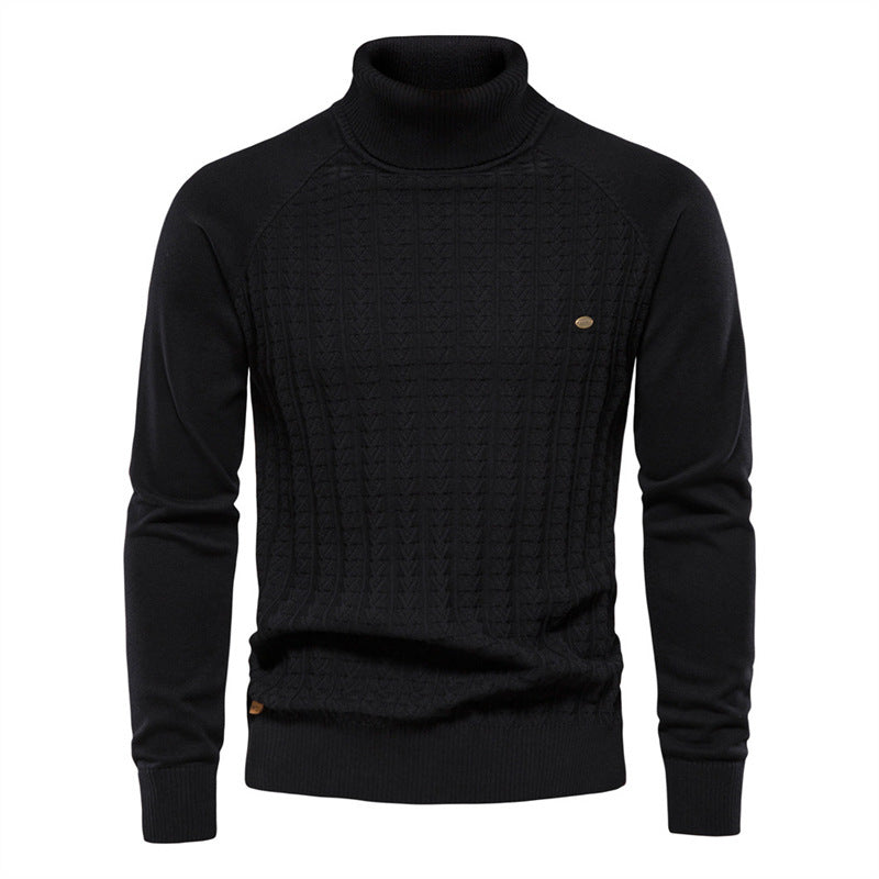 Knit sweater for men with trendy high collar and textured design Lune London