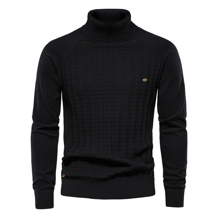 Knit sweater for men with trendy high collar and textured design Lune London