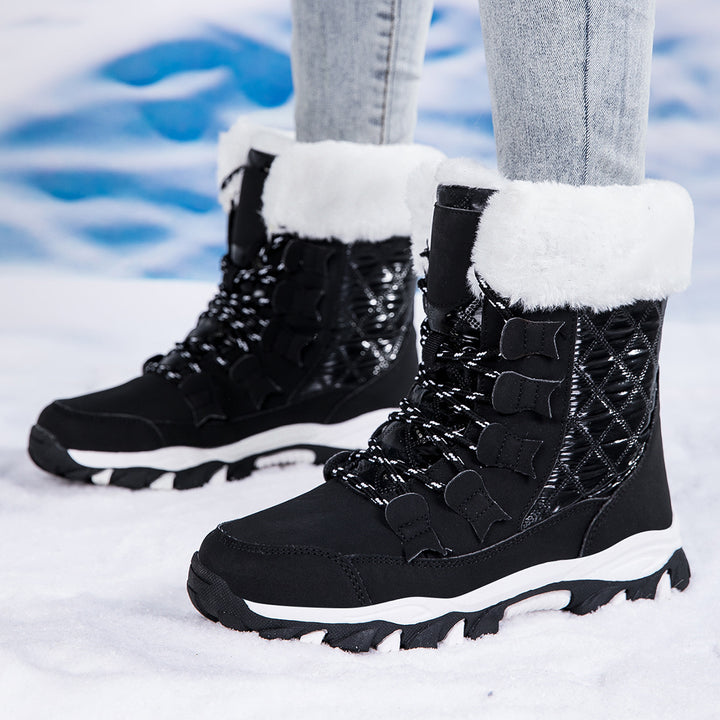 Women's Insulated Thermal Winter Boots with Quilted Surface, Faux Fur Collar and Textured Multi-Zone Outsole Amarae