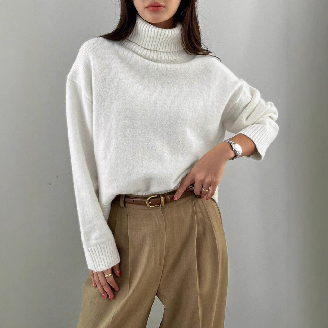 Women's oversized turtleneck sweater with fine texture Lune London