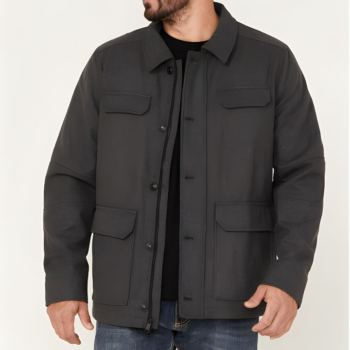 Multifunctional utility jacket for men with large pockets Lune London