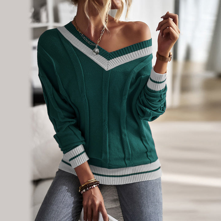 Casual top for women with off-shoulder cut and contrasting rib details Lune London