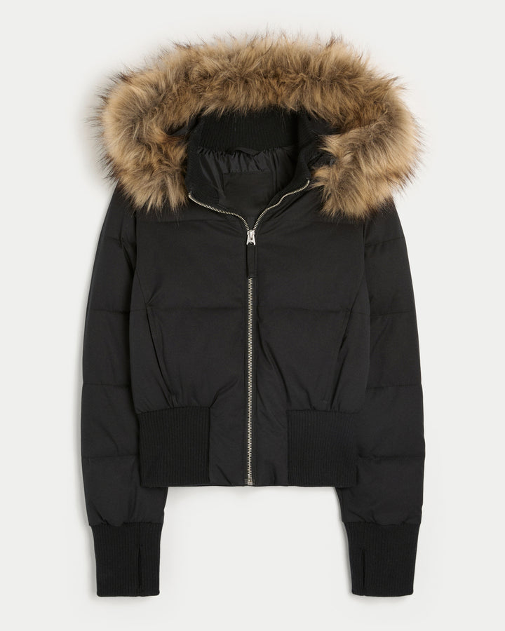 Women’s quilted winter jacket with removable hood and elastic cuffs Lune London