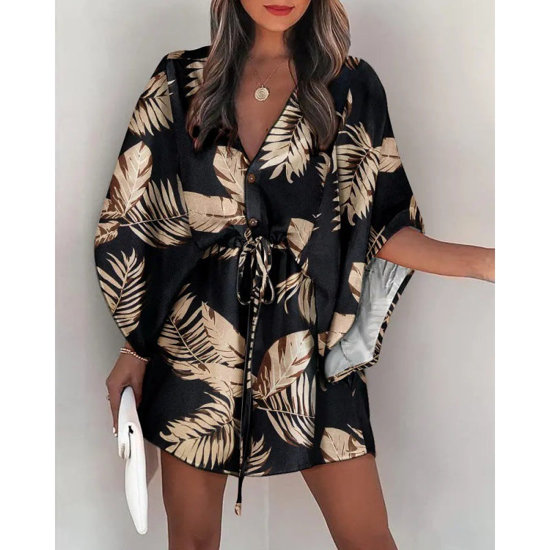 Floral Print Button Dress Lune London for Women