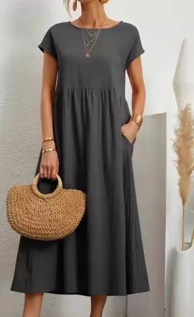 Robe Midi pour Femmes avec Manches Ballon et Poches Pratiques Chic & Stil