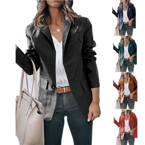 Women's Elegant Jacket with Shiny Surface and Practical Pockets Amarae