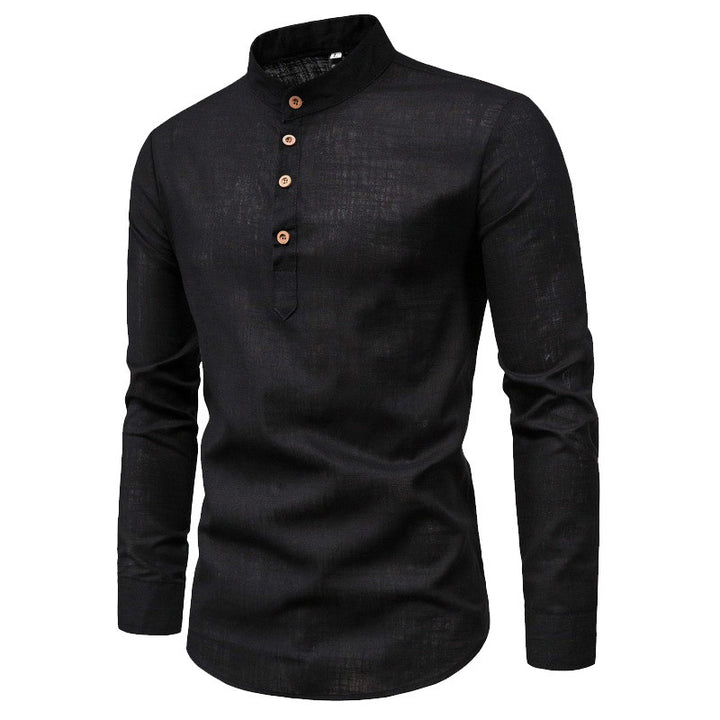 Men's long sleeve shirt with Henley neckline and decorative button placket Lune London