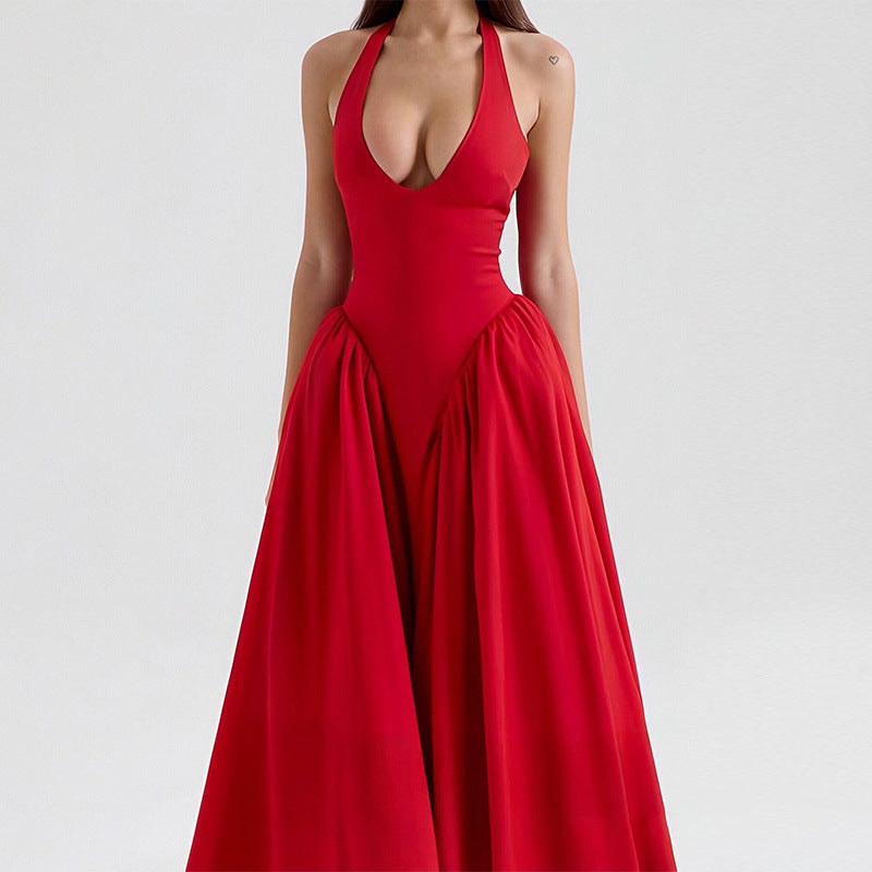 Robe Maxi Élégante pour Femmes avec Décolleté en V Profond et Jupe Flottante Chic & Stil
