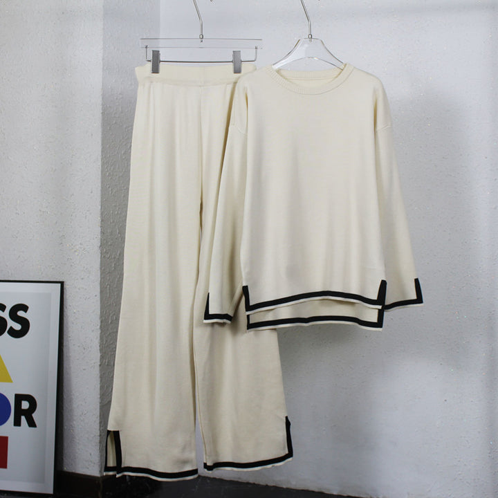 Relaxing loungewear set for ladies with contrasting trim details Lune London