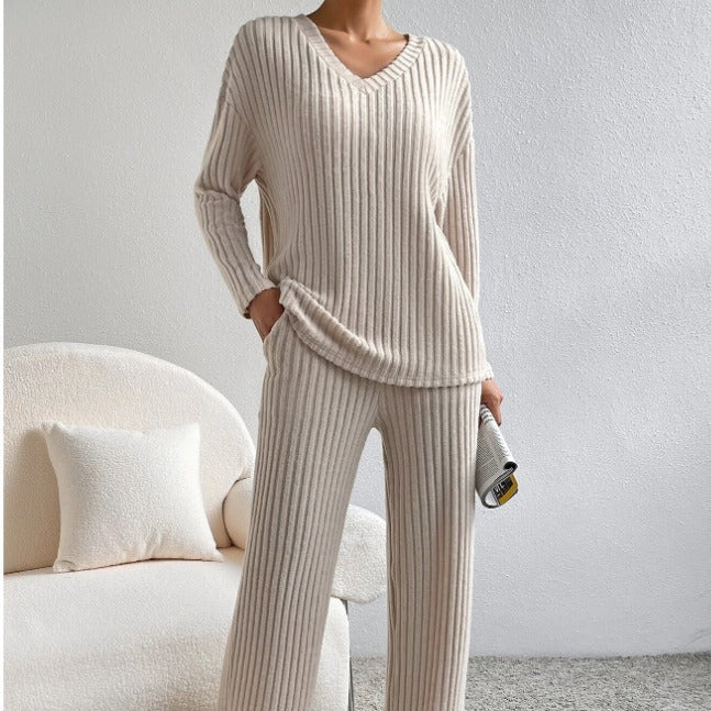 Ensemble de loungewear décontracté pour femmes avec texture côtelée Chic & Stil