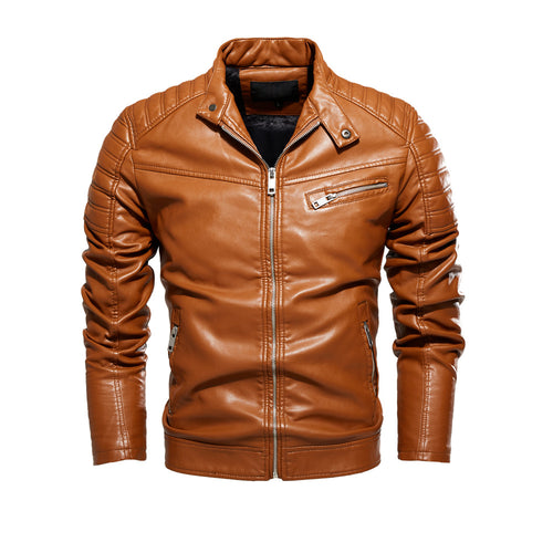 Men's faux leather jacket with an elegant design featuring sturdy details Amarae