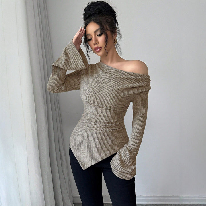 Women's wrap top with asymmetric hem and wide sleeves Lune London