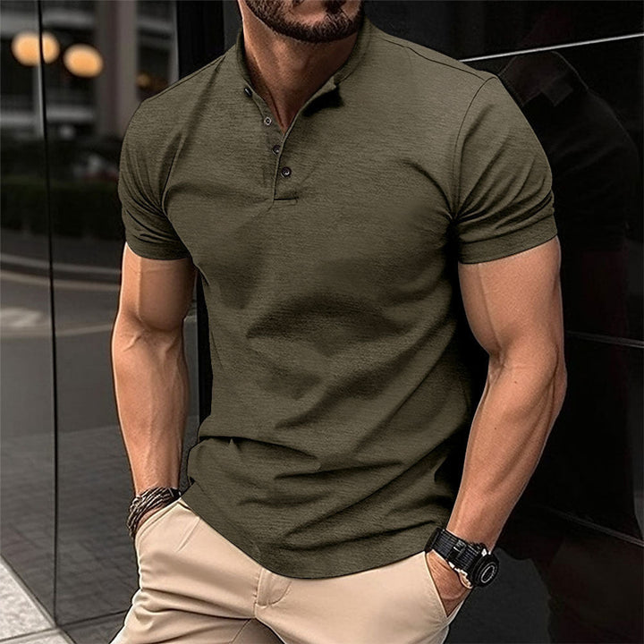 Men's Polo Shirt with Button Placket and Short Sleeves Lune London