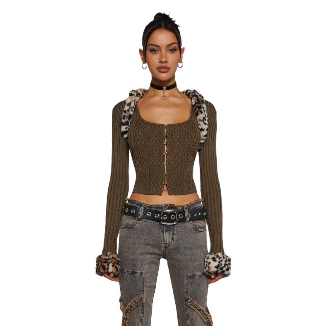 Knit dress for women with plunging V-neck and refined button decoration Lune London