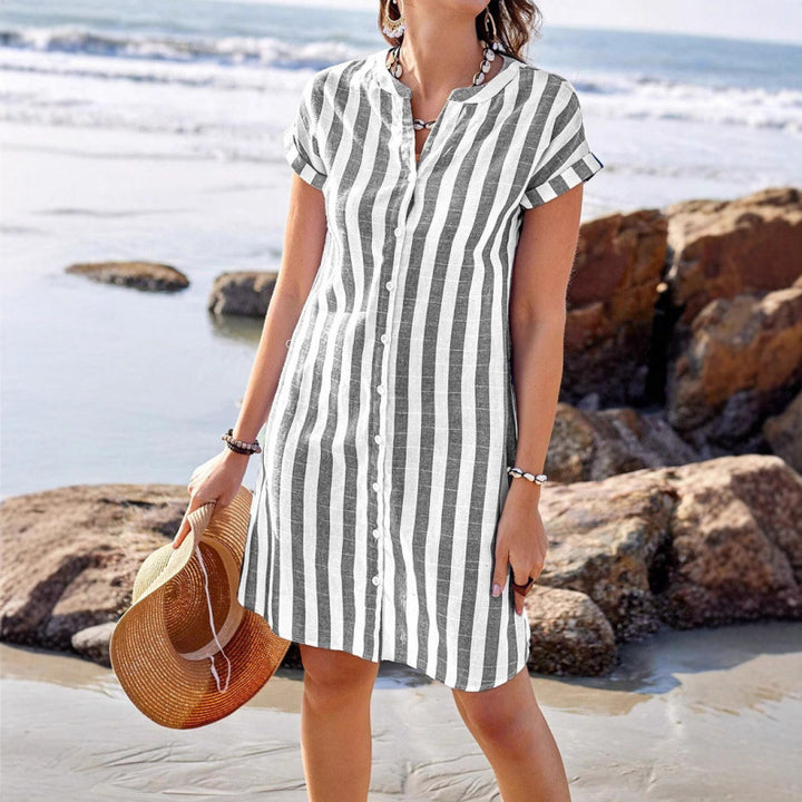 Striped shirt dress for women in light linen fabric Lune London