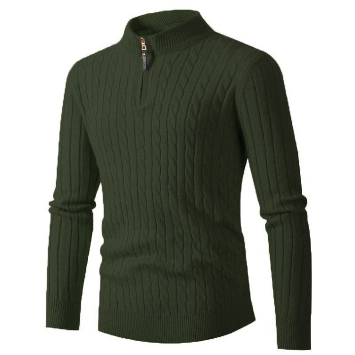 Men's knitted sweater with modern zipper and cable knit pattern Lune London