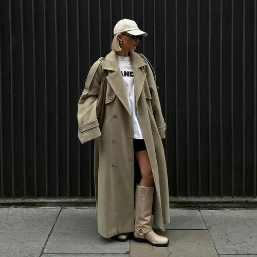 Manteau surdimensionné à la mode pour dames avec ceinture ajustable Chic & Stil