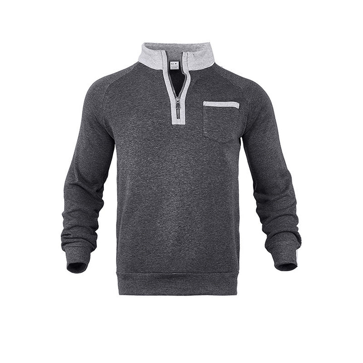 Men's modern hoodie with chest pocket and half-zip and chic sporty elements