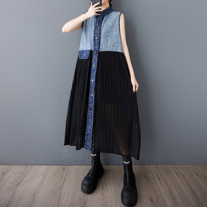 Pleated maxi dress for women with embellished top Lune London