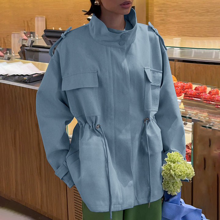 Women's utility parka with stand-up collar, drawstring waist and flap pockets Amarae