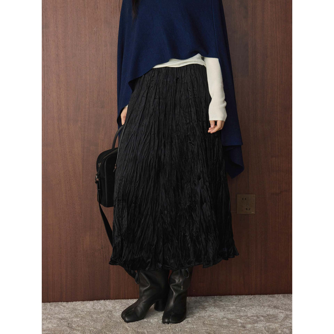 Women's Pleated Midi Skirt with Crinkle Structure Amarae