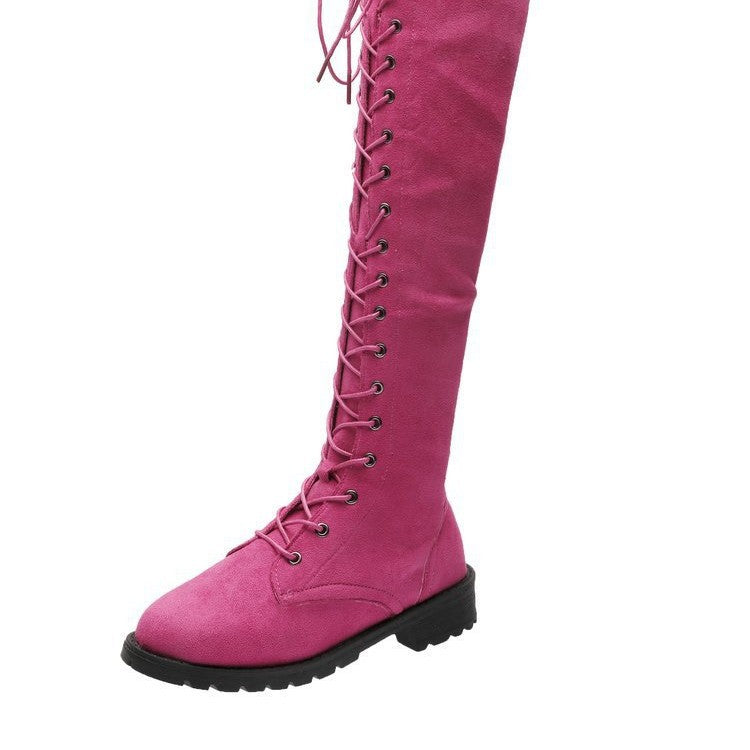 Knee-high boots for women with trendy lacing and non-slip sole Lune London