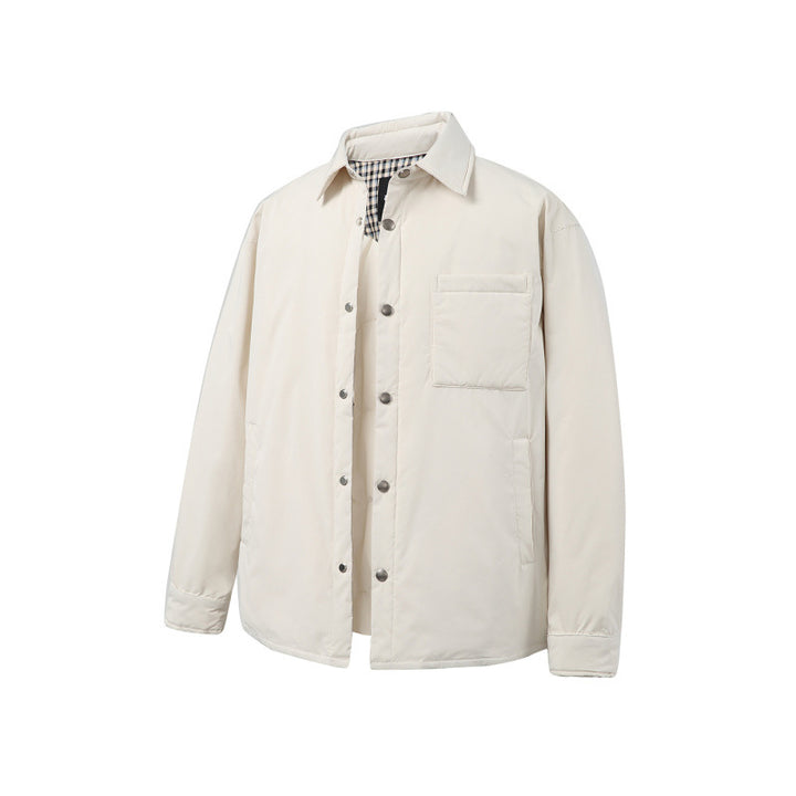 Unisex Boxy padded shirt jacket with snap buttons, chest pocket and thermal lining Amarae